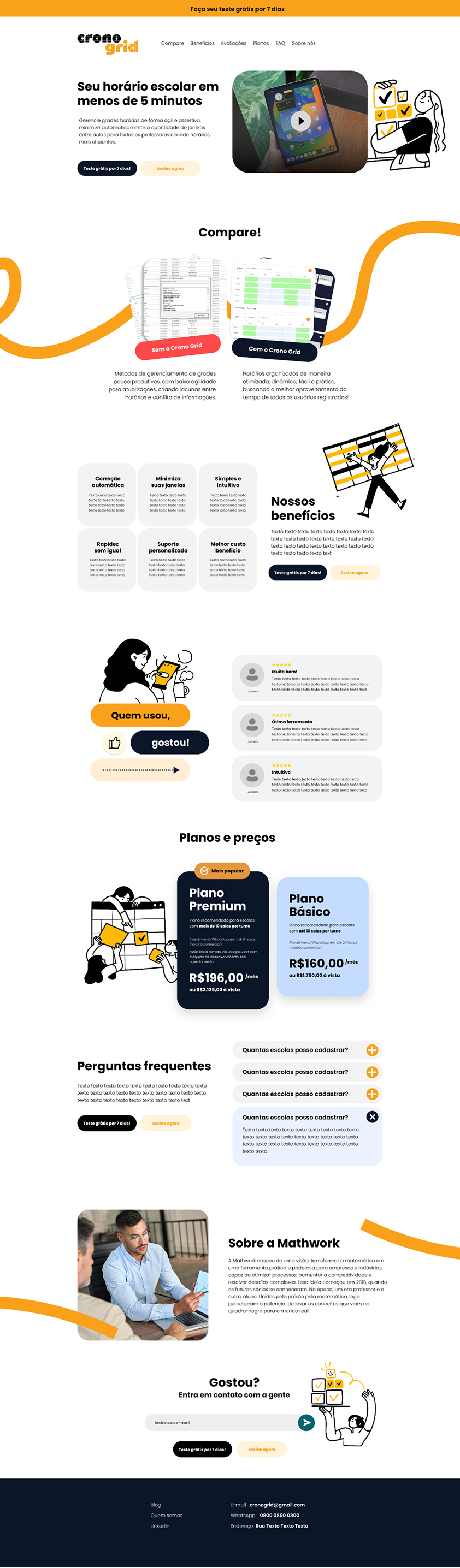 Layout do site cronogrid